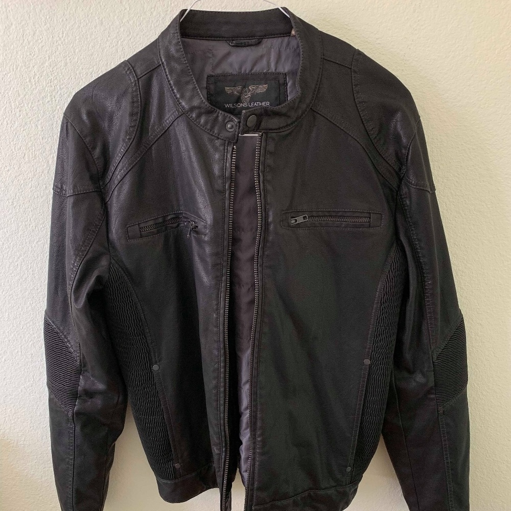 Wilson's Leather Men's Black Faux Leather Jacket